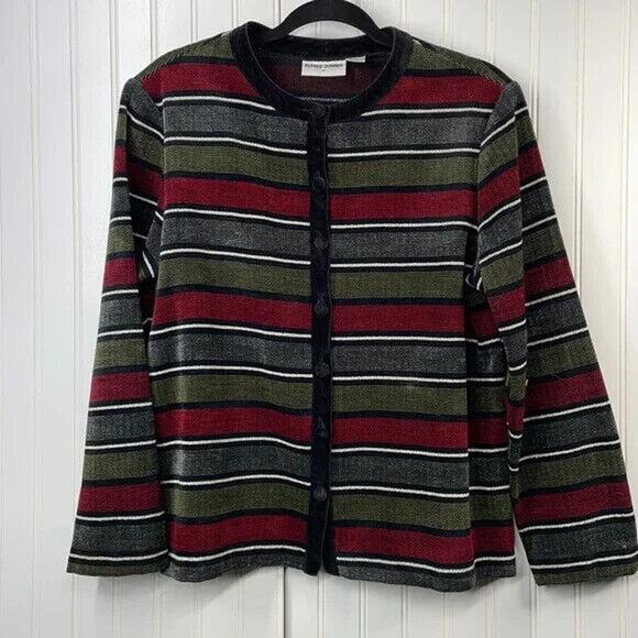 Alfred Dunner Women’s Multicolor Striped Front Button Blazer Jacket Size 12 - Picture 1 of 7